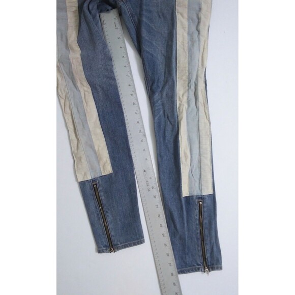 Rag Bone Women's 27 Skinny Relay Racer Jeans Blue Side Striped Ankle Zip - Picture 12 of 12